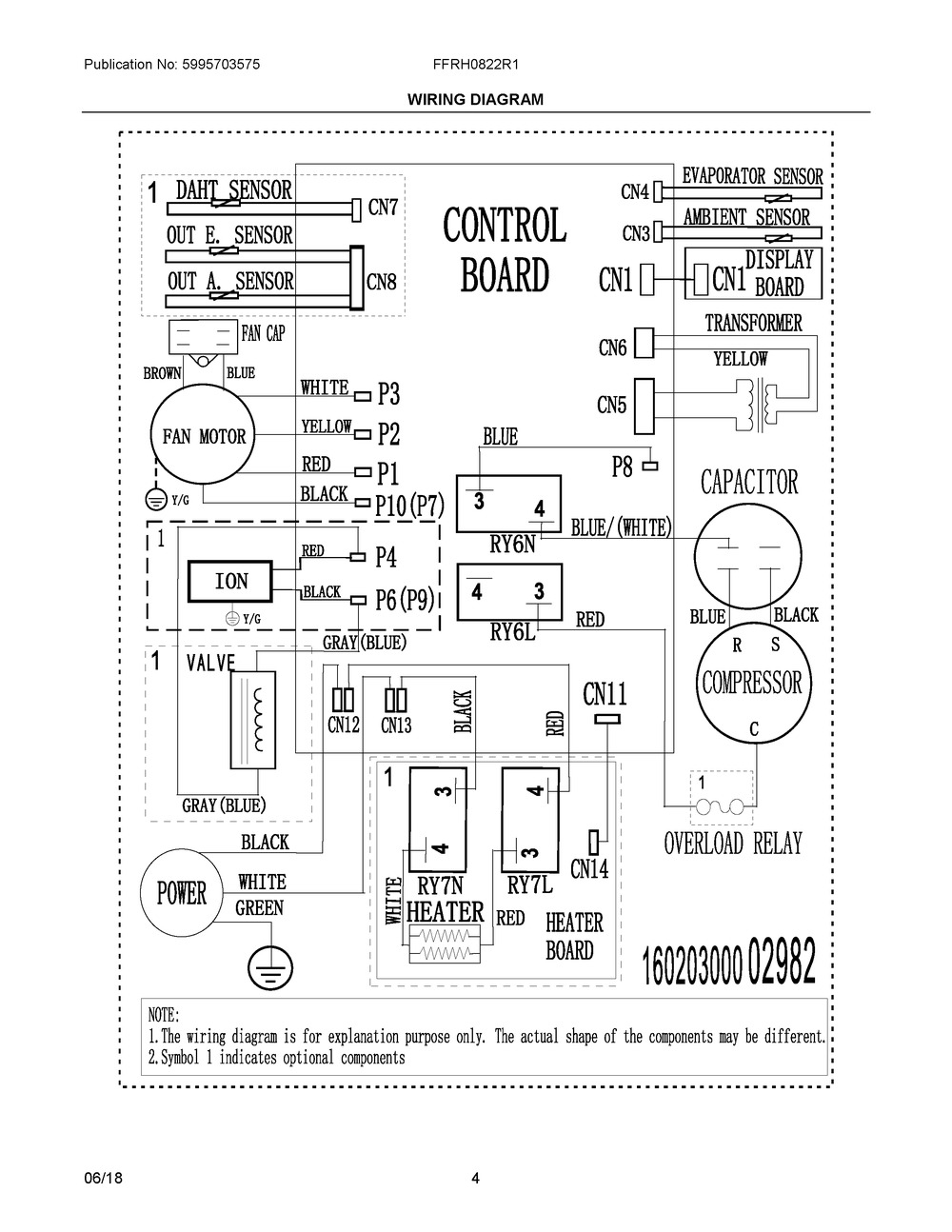 Wiring Diagram Diagram and Parts List for FFRH0822R1E0  Frigidaire Air Conditioner