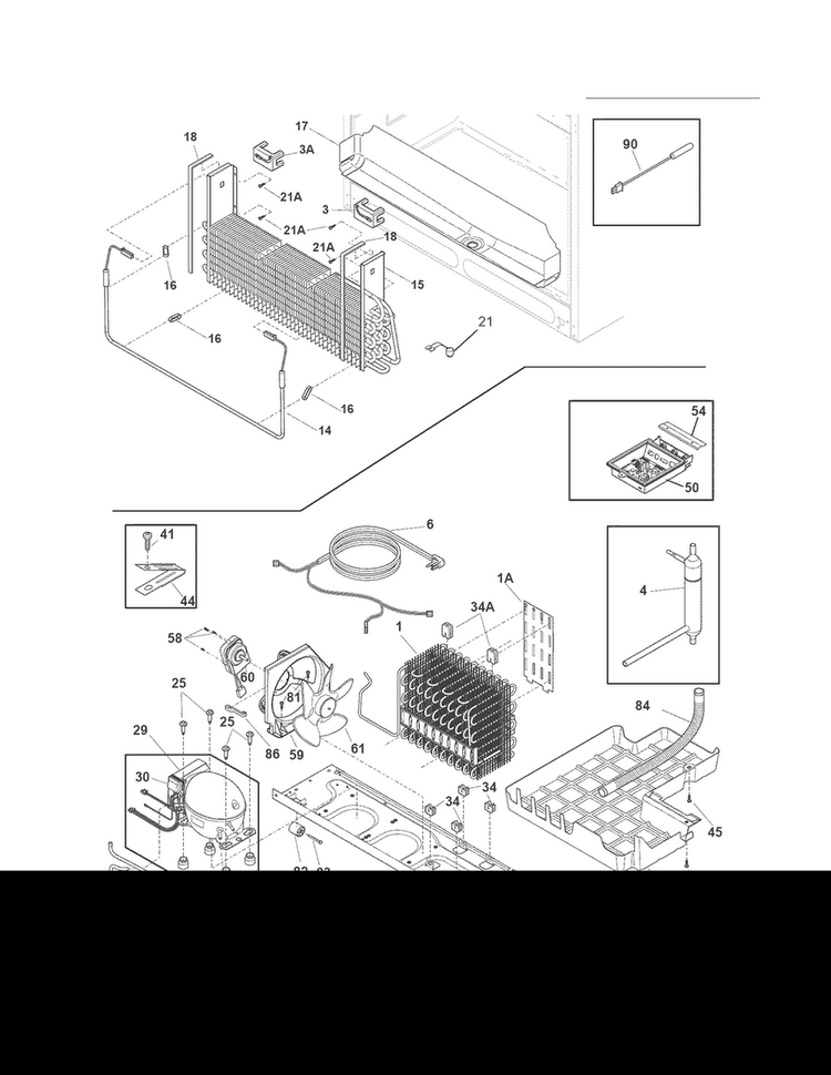 System Diagram and Parts List for FGHF2344MF5  Frigidaire Refrigerator