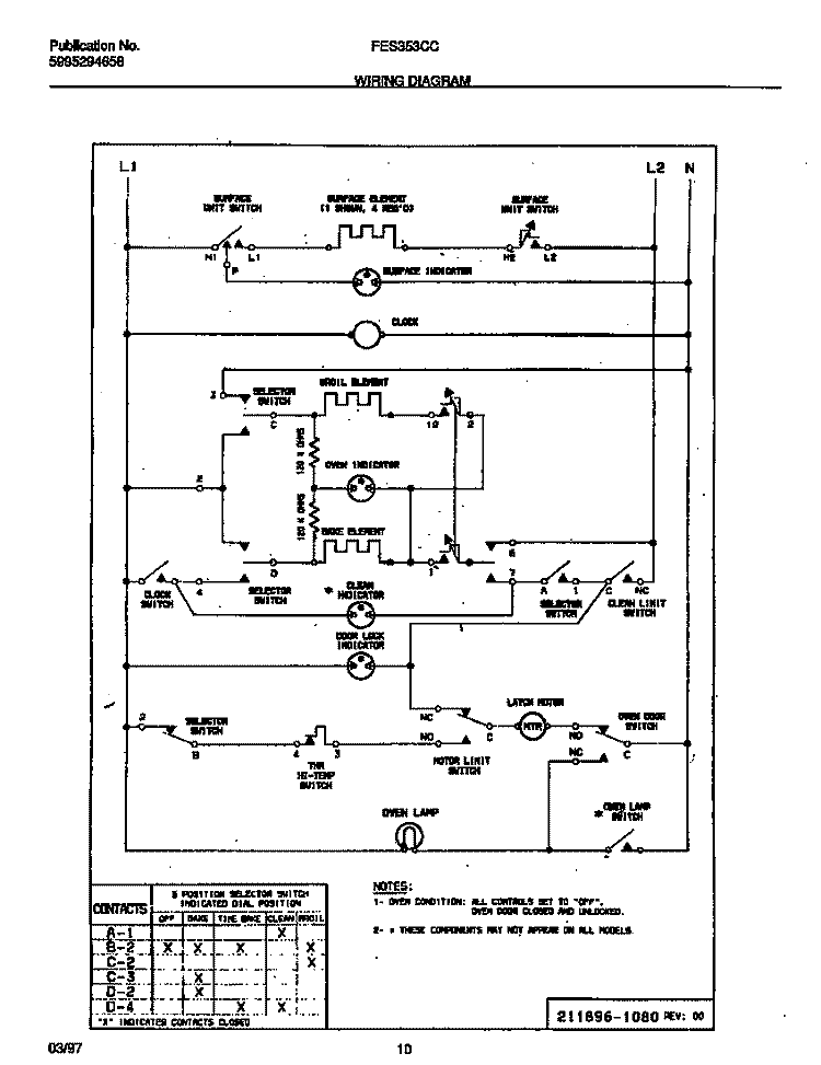 WIRING DIAGRAM Diagram and Parts List for FES353CCDC  Frigidaire Range