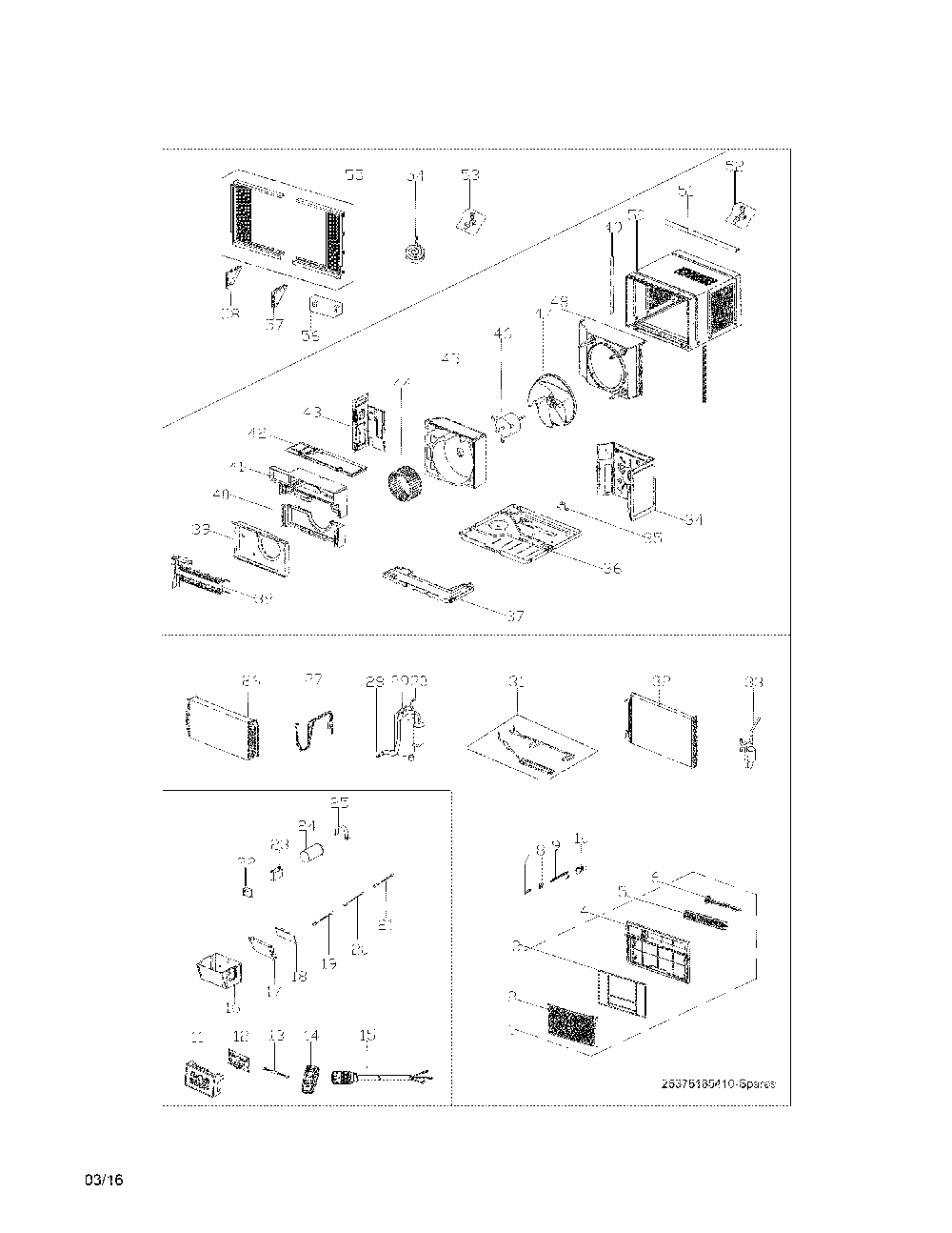 Recommended spare parts Diagram and Parts List for 25376185310  Kenmore Air Conditioner