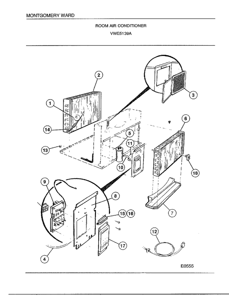 Room Air Conditioner Page 3 Diagram and Parts List for 5139A  Frigidaire Air Conditioner