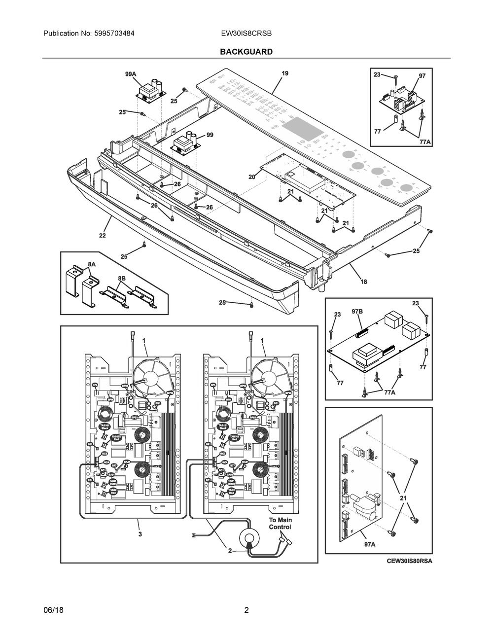 Backguard Diagram and Parts List for EW30IS8CRSB  Frigidaire Range
