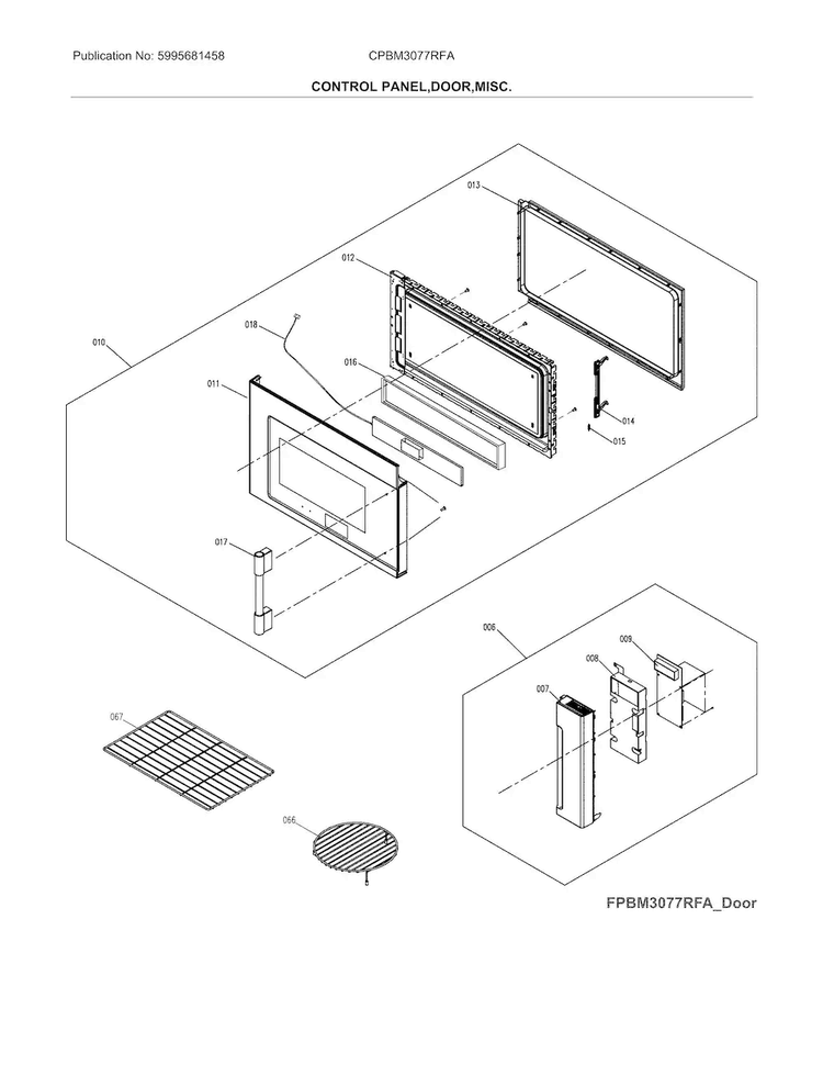 Control Panel,door,miscellaneous Diagram and Parts List for CPBM3077RFA  Frigidaire Microwave