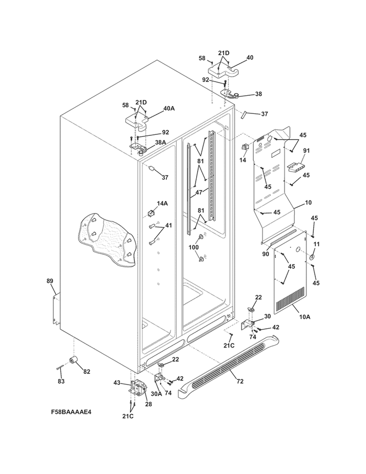 Cabinet Diagram and Parts List for FFHS2622MBPA  Frigidaire Refrigerator
