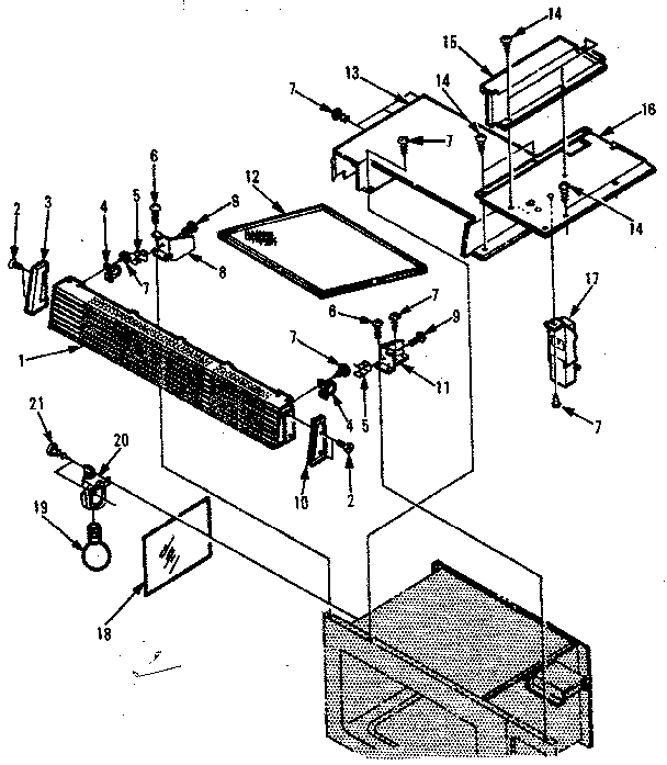 Grill And Duct Diagram and Parts List for 5648568511  Kenmore Microwave