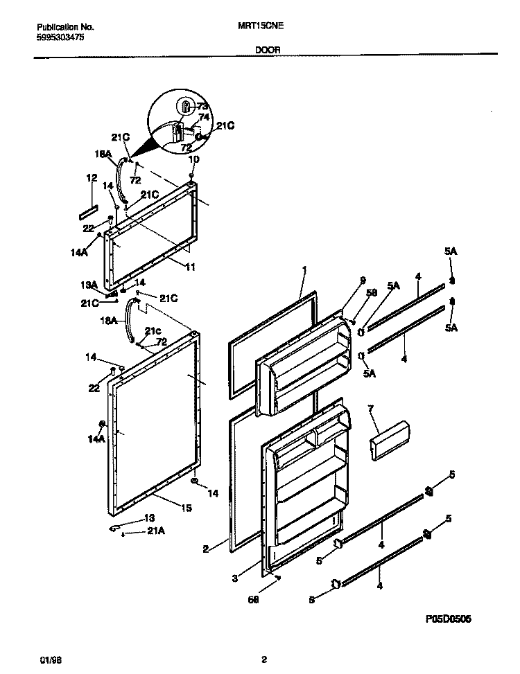 DOORS Diagram and Parts List for MRT15CNEW4  Uni Refrigerator