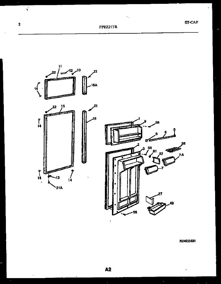 DOOR PARTS Diagram and Parts List for FPEZ21TRW0  Frigidaire Refrigerator