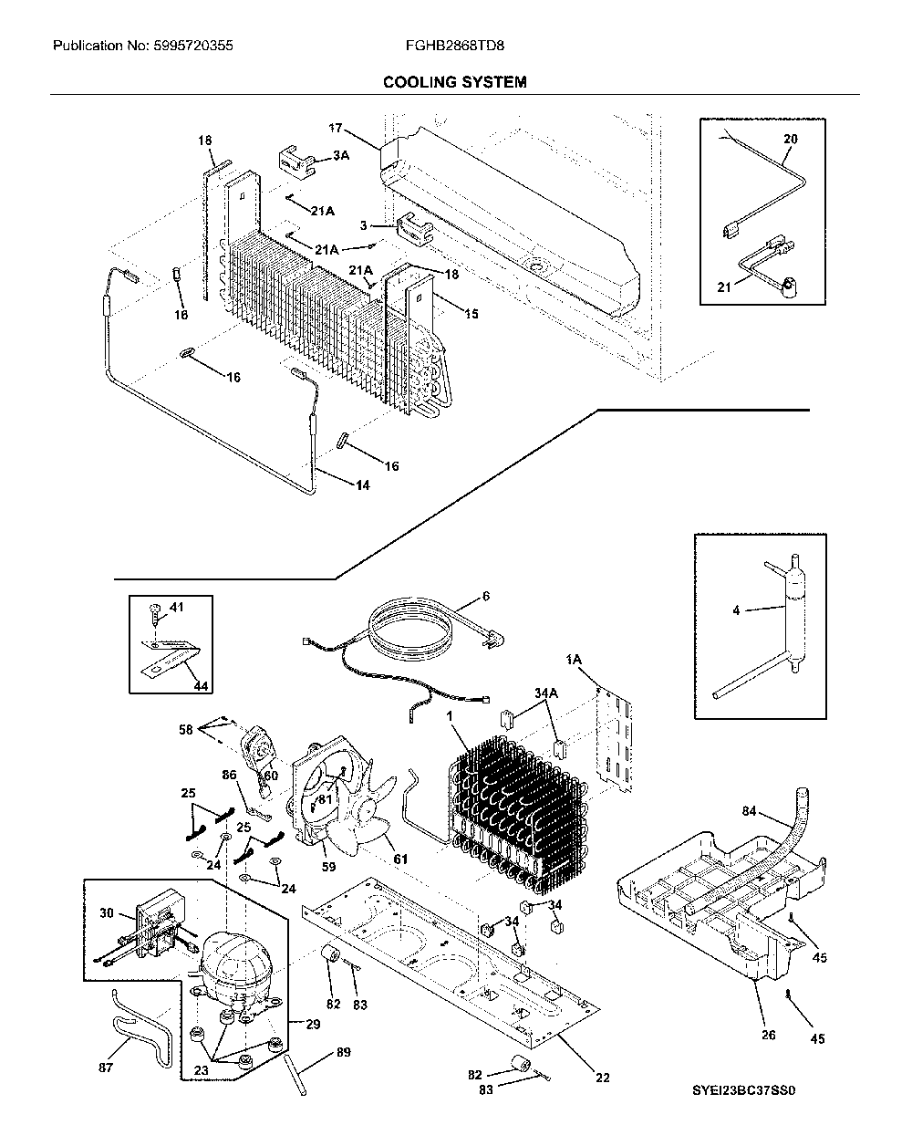System Diagram and Parts List for FGHB2868TD8  Frigidaire Refrigerator