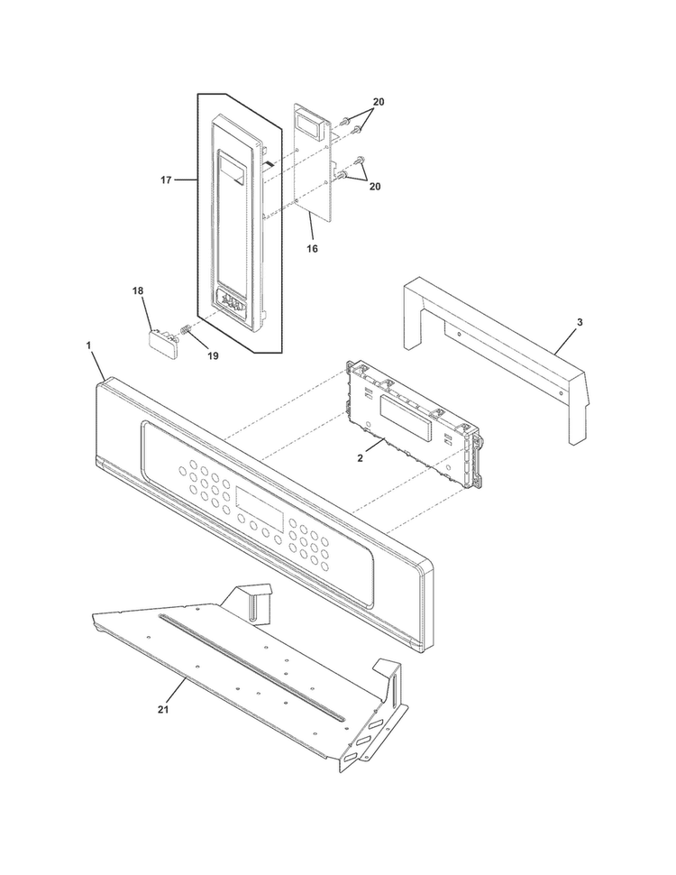 Control Panel Diagram and Parts List for FPMC2785PFB  Frigidaire Microwave Oven Combo