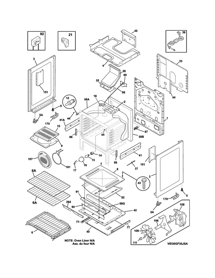 Body Diagram and Parts List for EI30GF35JSB  Electrolux Range