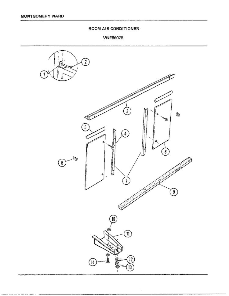 Room Air Conditioner Page 7 Diagram and Parts List for 5607B  Frigidaire Air Conditioner