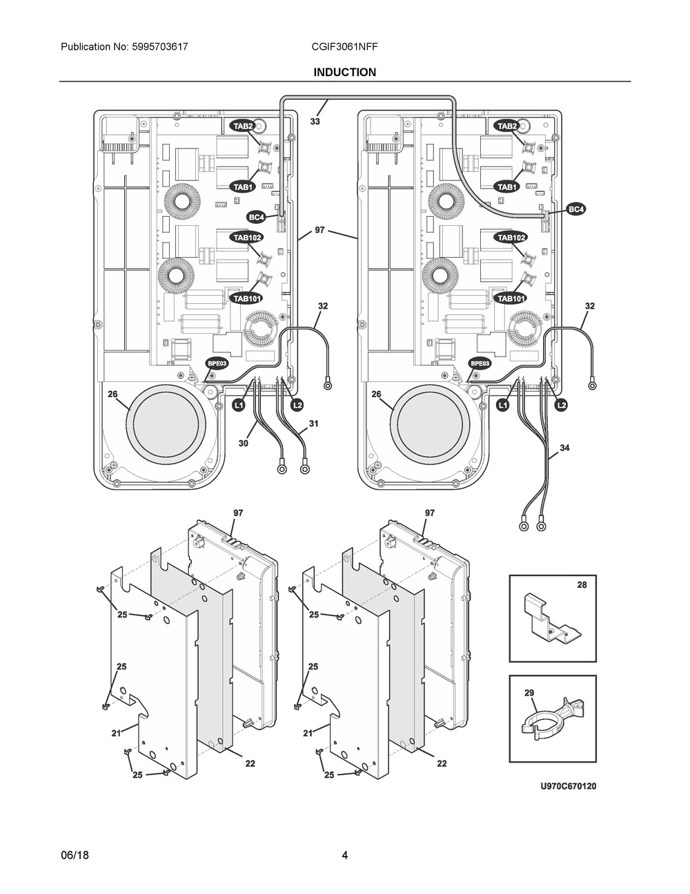 Induction Diagram and Parts List for CGIF3061NFF  Frigidaire Range