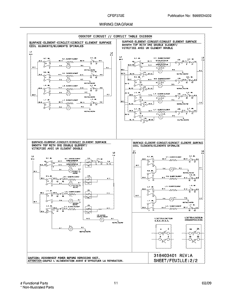 WIRING DIAGRAM Diagram and Parts List for CFEF372EB6  Frigidaire Range