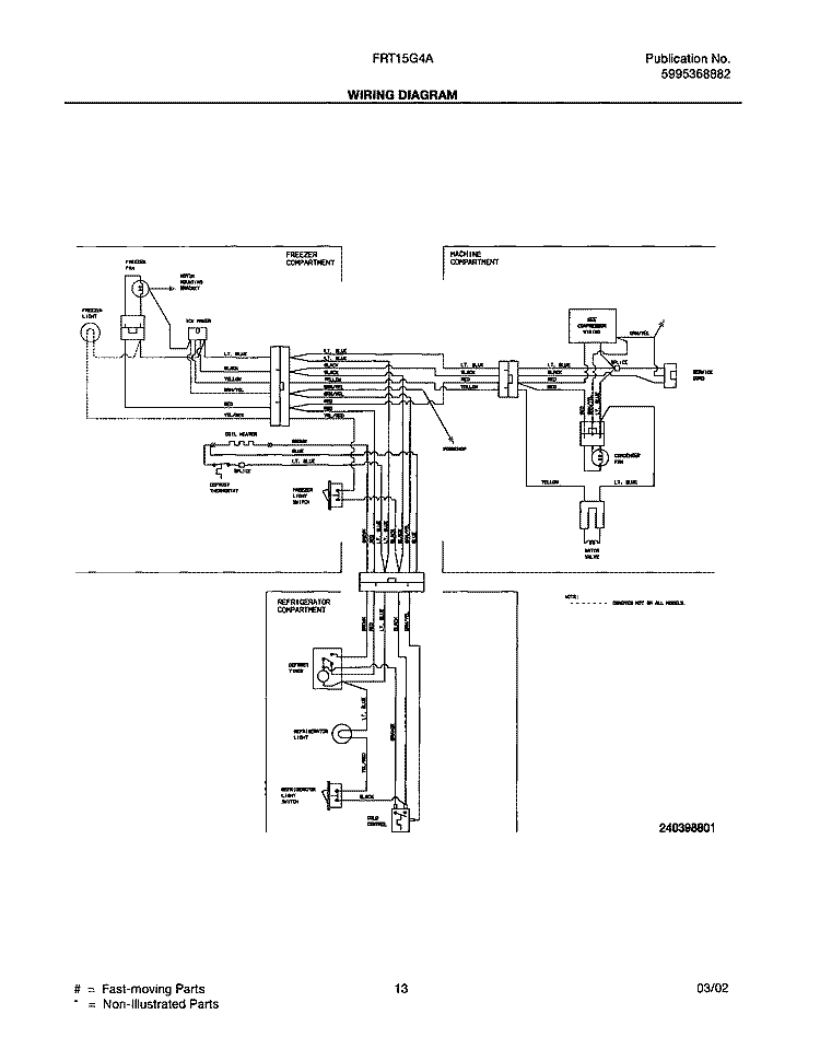 WIRING DIAGRAM Diagram and Parts List for FRT15G4AW0  Frigidaire Refrigerator