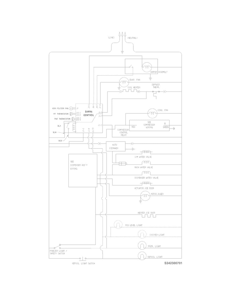 Wiring Schematic Diagram and Parts List for FFHS2313LPC  Frigidaire Refrigerator