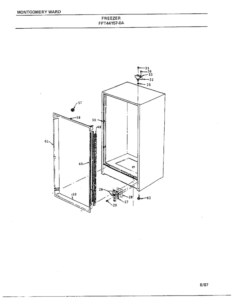 Freezer Page 5 Diagram and Parts List for 44157A-0  Frigidaire Freezer