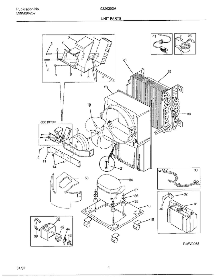 Unit Parts Diagram and Parts List for 9320303A  Frigidaire Dehumidifier