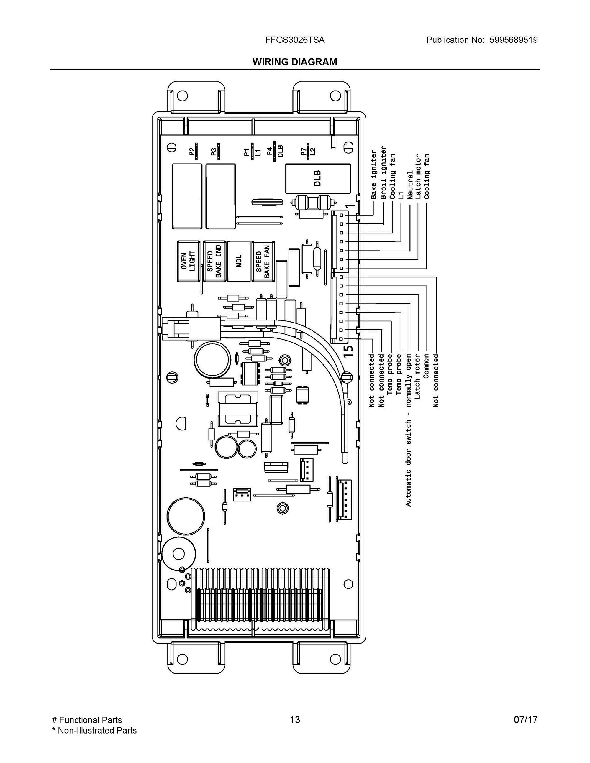 08 - WIRING DIAGRAM Diagram and Parts List for FFGS3026TSA  Frigidaire Range