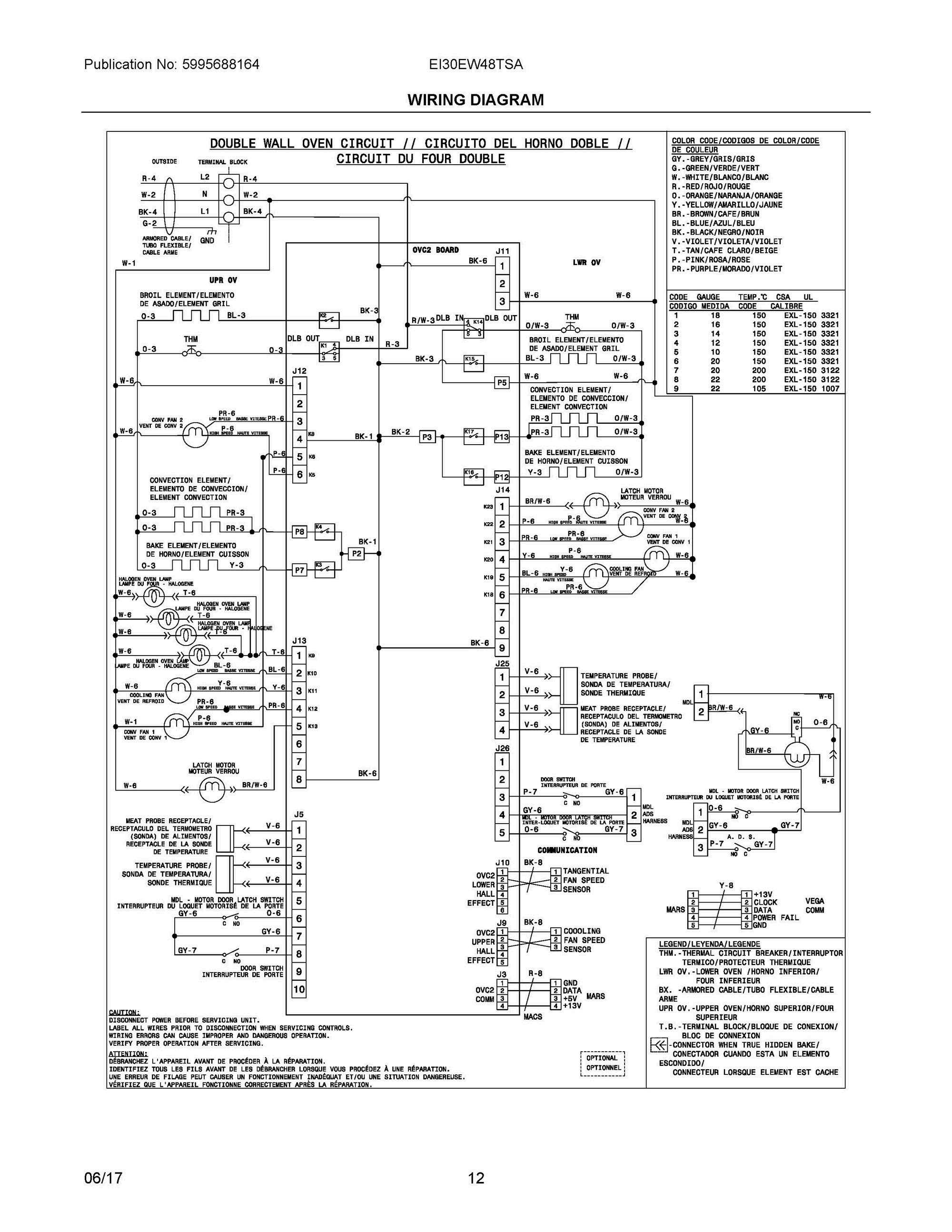 06 - WIRING DIAGRAM Diagram and Parts List for EI30EW48TSA  Frigidaire Wall Oven