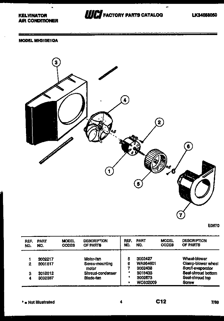 AIR HANDLING PARTS Diagram and Parts List for MH310E1QA  Kelvinator Air Conditioner