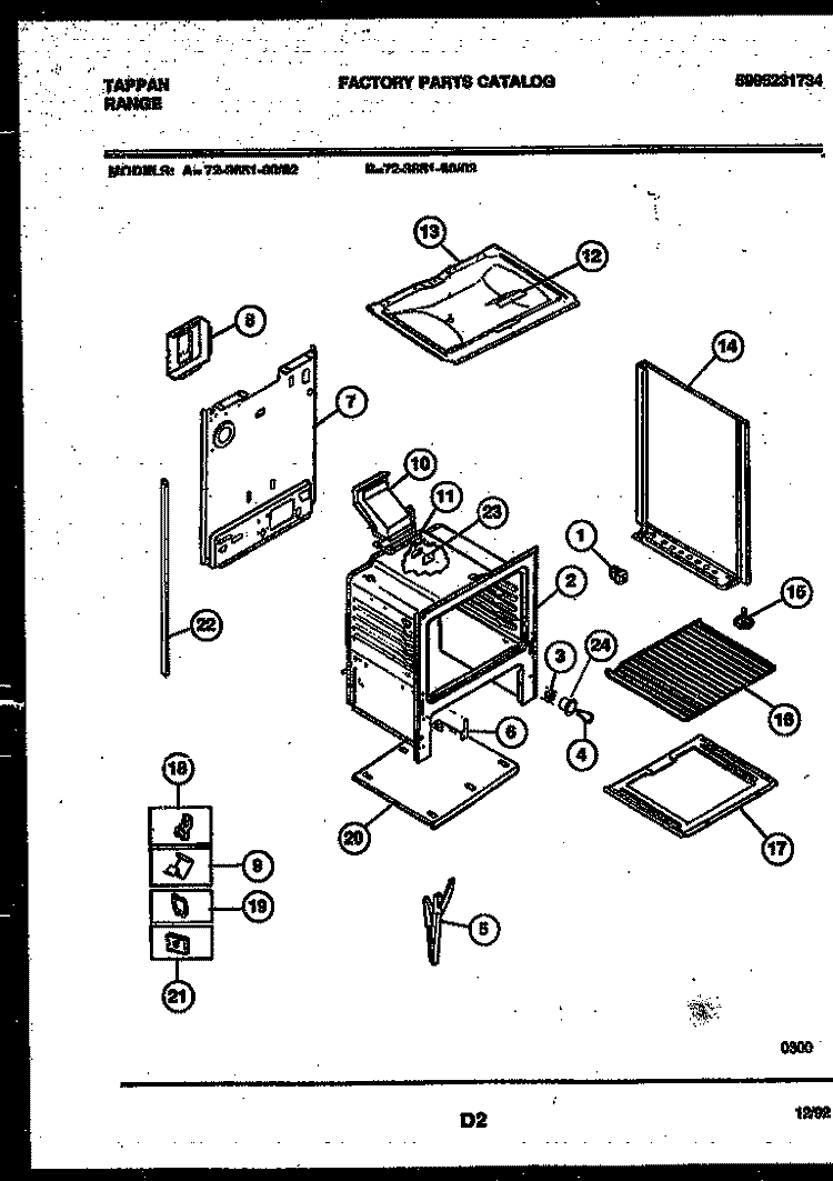 LOWER BODY PARTS Diagram and Parts List for 72-3651-23-02  Tappan Range