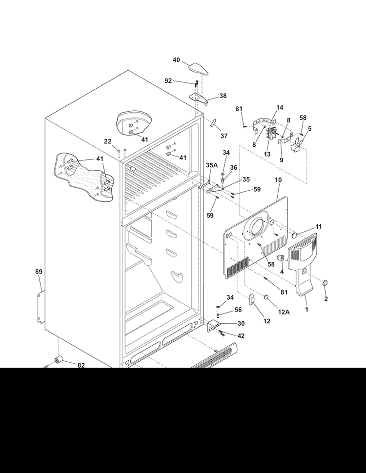 Cabinet Diagram and Parts List for 2536174701D  Kenmore Refrigerator