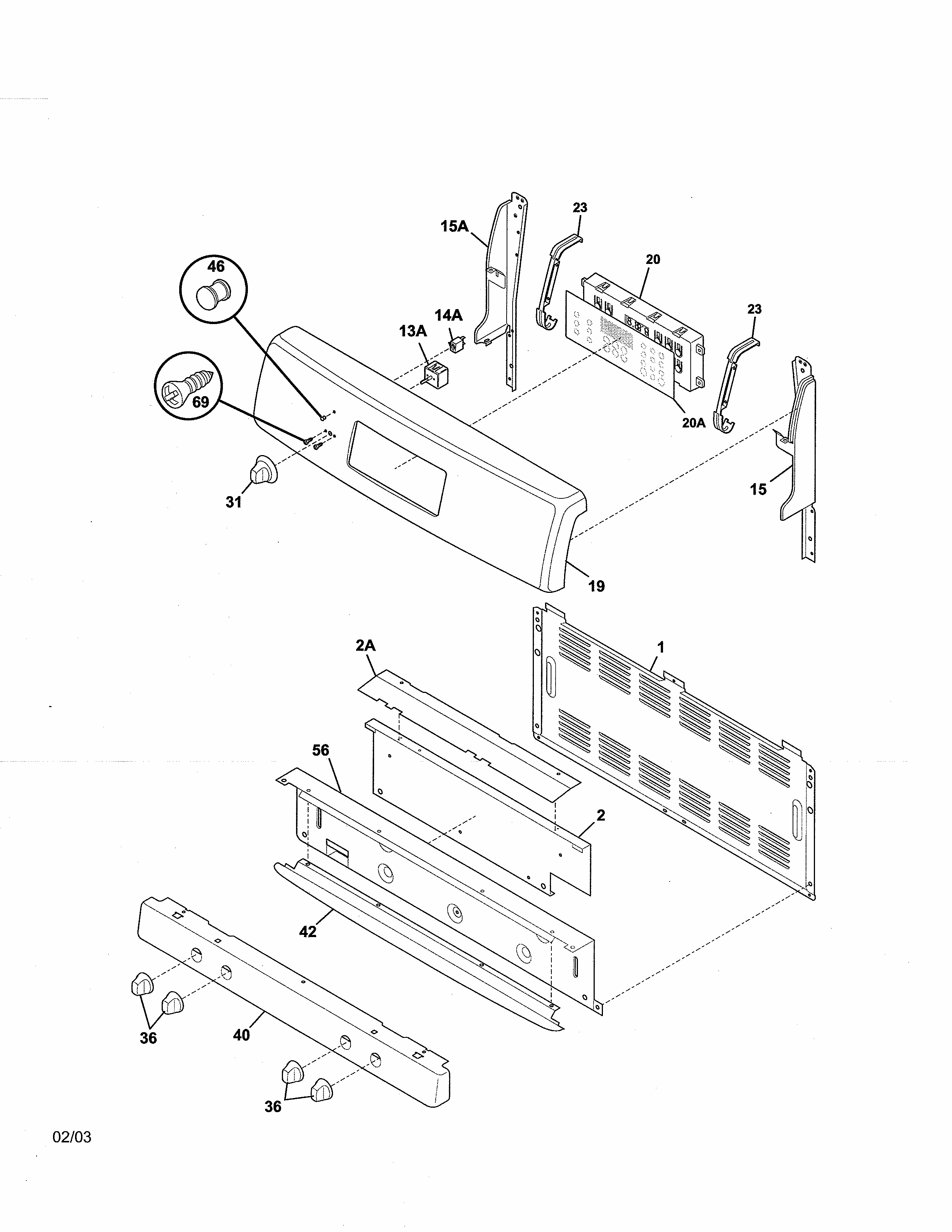 Backguard Diagram and Parts List for 79075924300  Kenmore Range