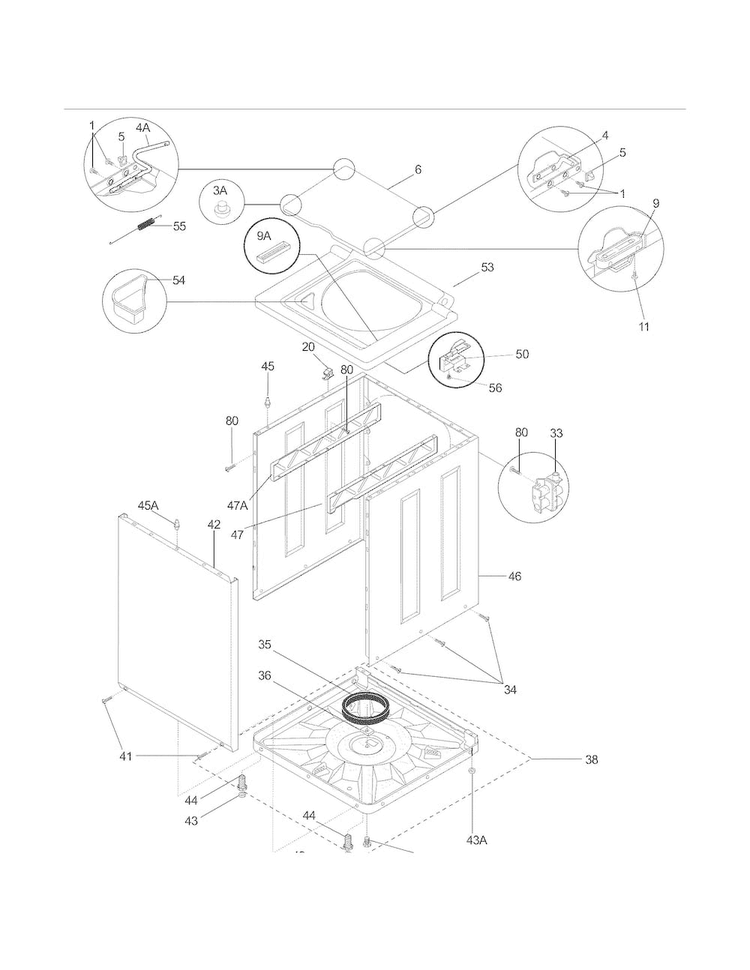 Lower Cabinet/top Diagram and Parts List for 41797912702  Kenmore Washer Dryer Combo