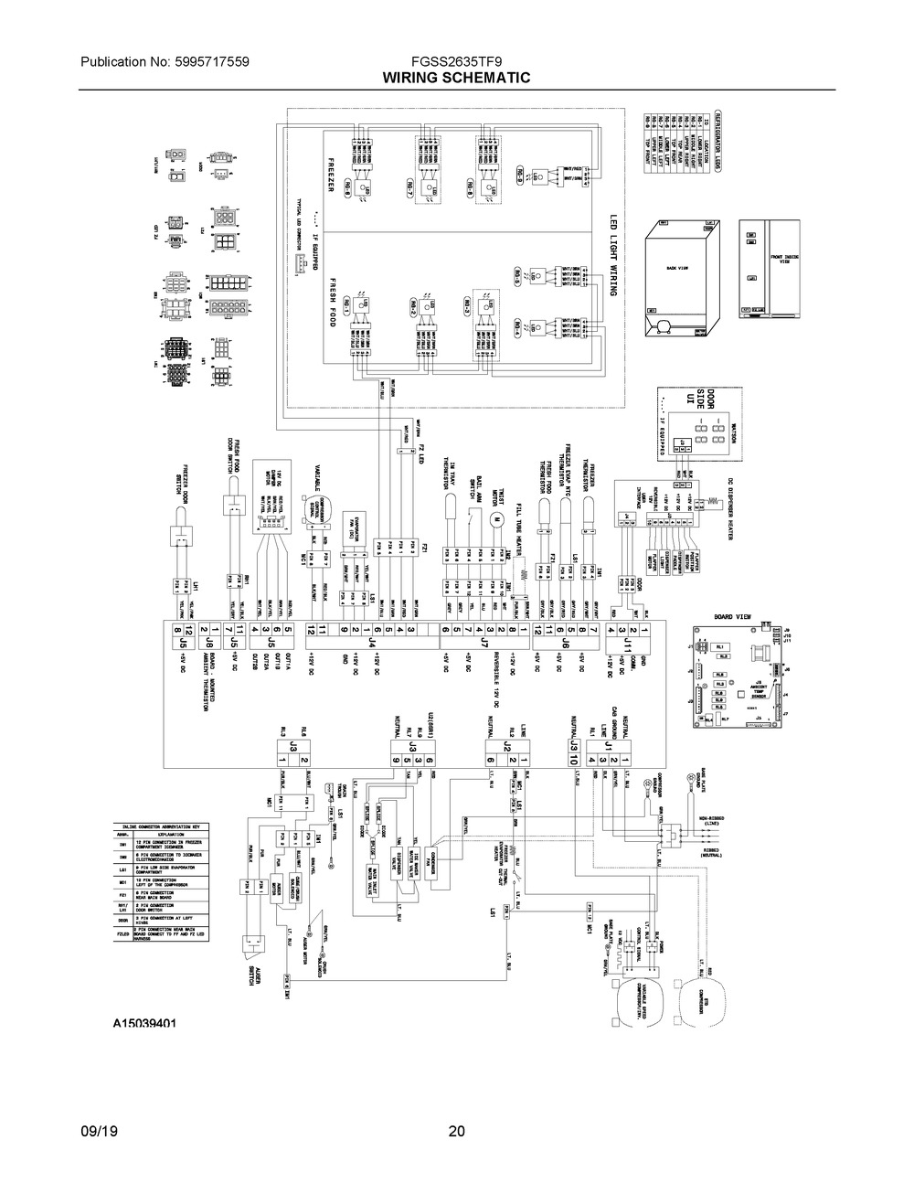Wiring Schematic Diagram and Parts List for FGSS2635TF9  Frigidaire Refrigerator