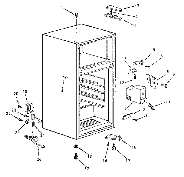Cabinet Parts Diagram and Parts List for 5648660181  Kenmore Refrigerator
