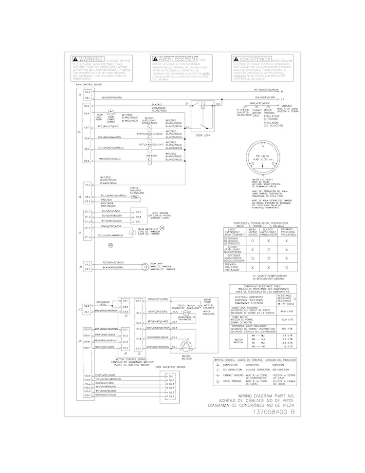 Wiring Diagram Diagram and Parts List for EIFLW50LIW0  Electrolux Washer