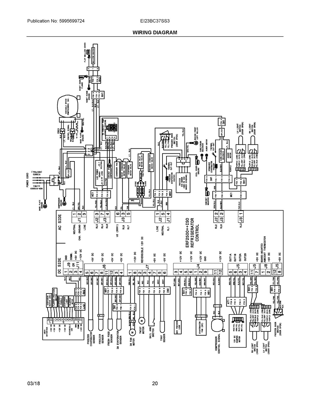 Wiring Diagram Diagram and Parts List for EI23BC37SS3  Frigidaire Refrigerator