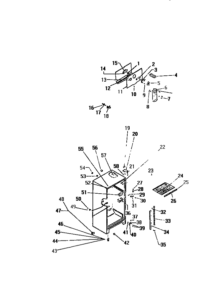 CABINET W / FAN ASSEMBLY Diagram and Parts List for TUK180AN6V  Kelvinator Refrigerator