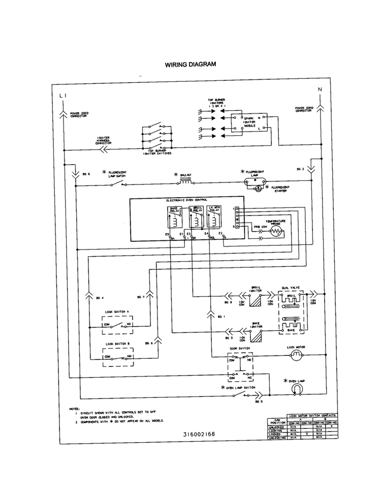 Wiring Diagram Diagram and Parts List for FGF354BGWD  Frigidaire Range
