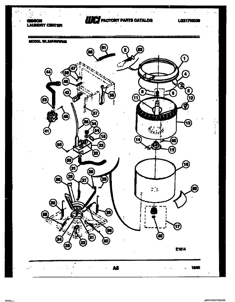TUB AND WATER INLET Diagram and Parts List for WL24F4WWMB  Gibson Washer