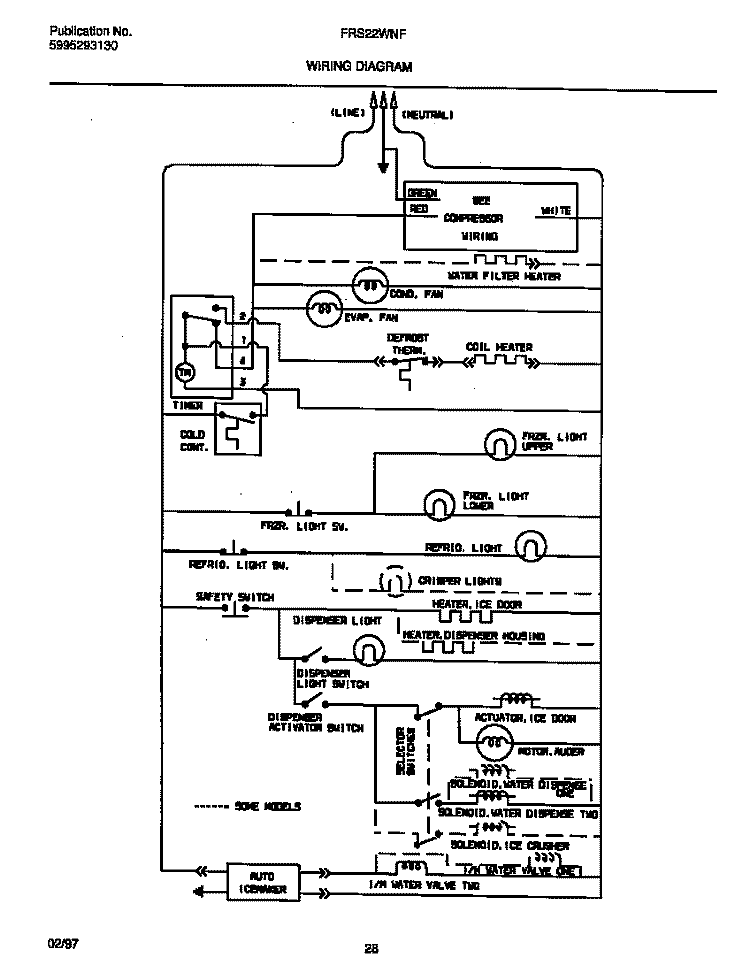WIRING DIAGRAM Diagram and Parts List for FRS22WNFD0  Frigidaire Refrigerator