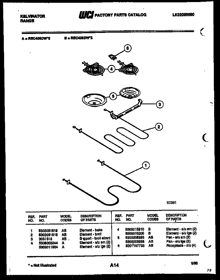 BROILER PARTS Diagram and Parts List for REC406DW0  Kelvinator Range