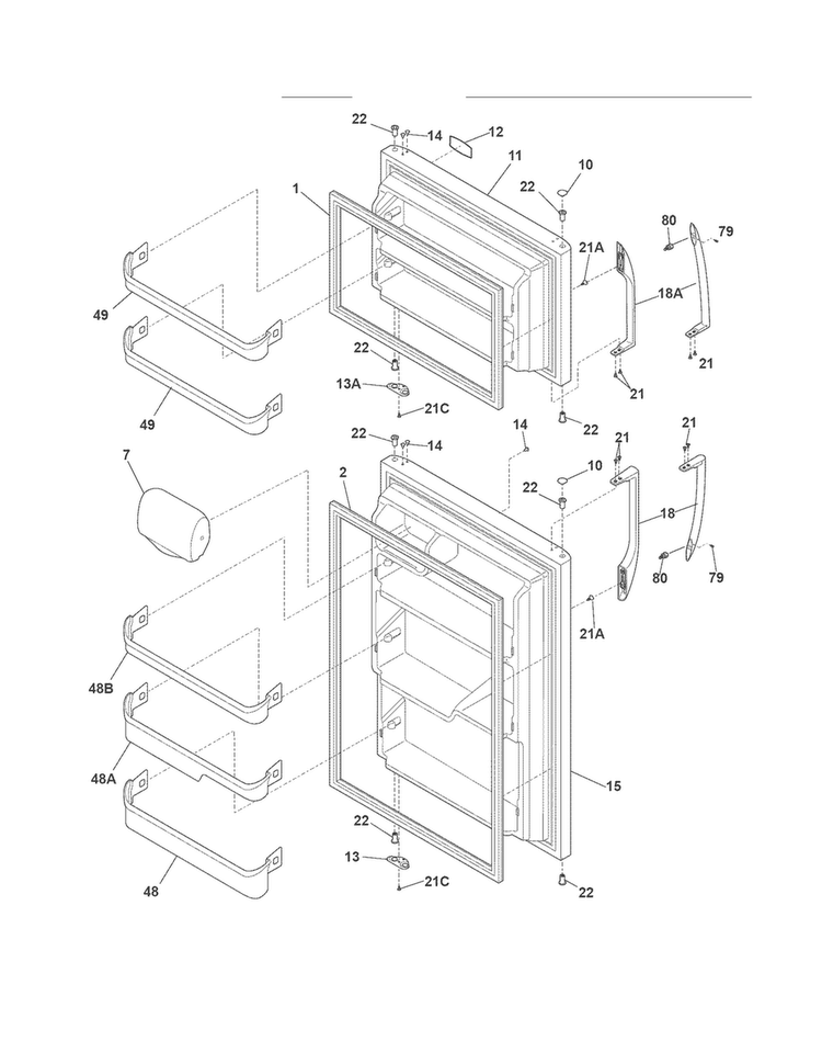 Door Diagram and Parts List for FFTR2126LM4  Frigidaire Refrigerator