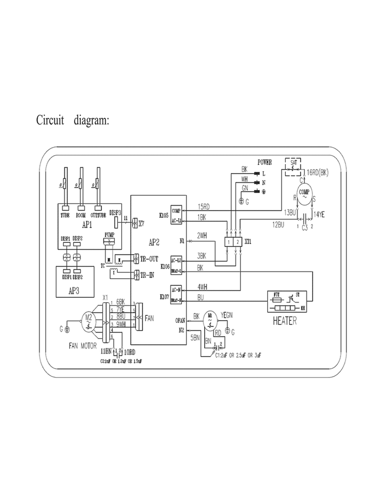 Wirng Diagram Diagram and Parts List for FRP77ETV2A0  Frigidaire Air Conditioner