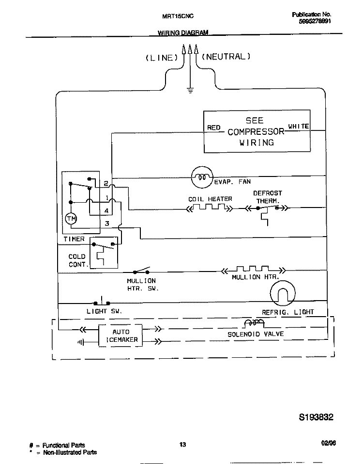 WIRING DIAGRAM Diagram and Parts List for MRT15CNCD4  Frigidaire Refrigerator