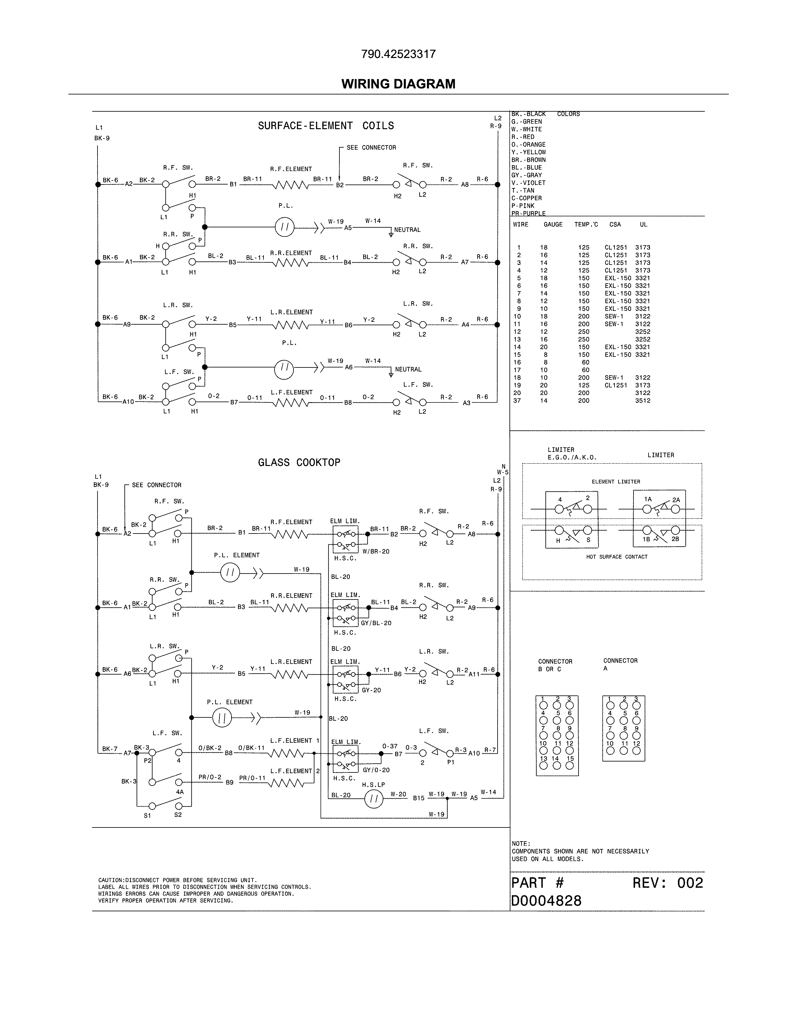 Wiring Diagram Diagram and Parts List for 79042523317  Kenmore Range