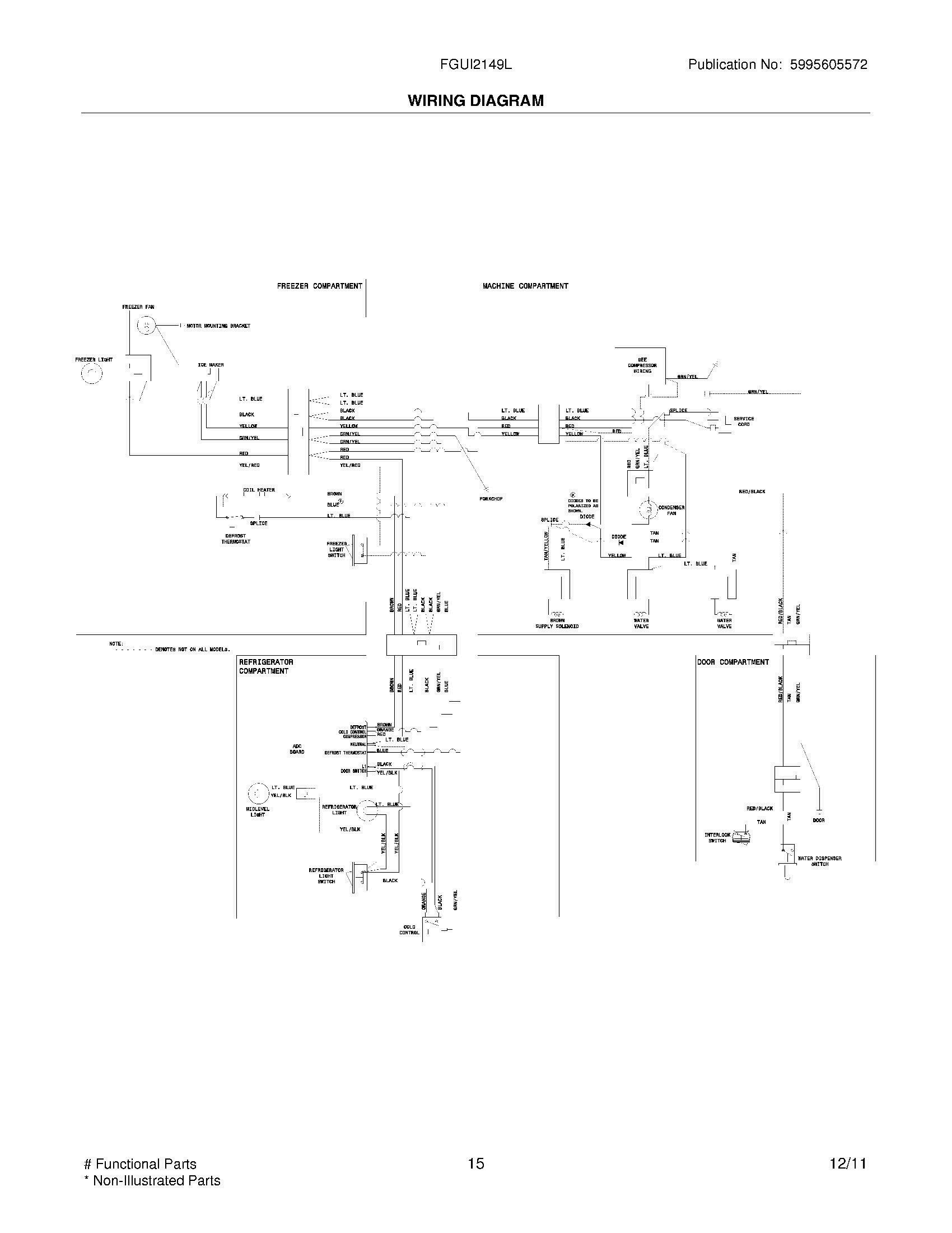 13 - WIRING DIAGRAM Diagram and Parts List for FGUI2149LF2  Frigidaire Refrigerator