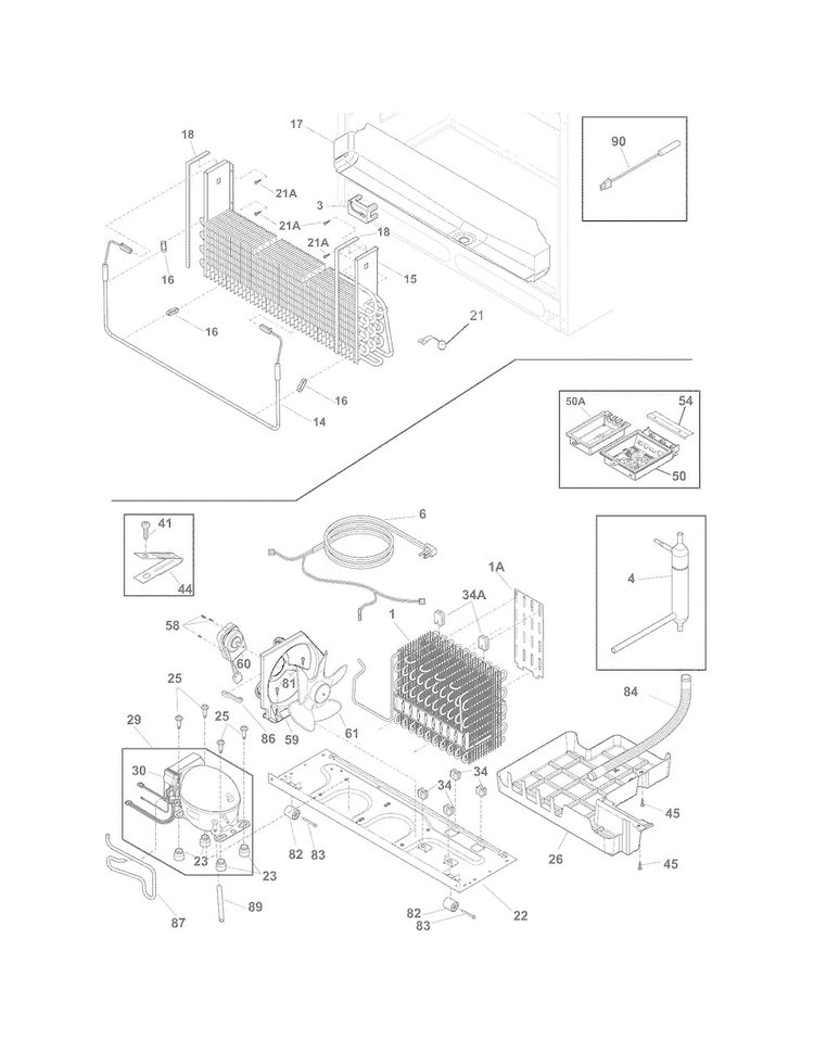 Cooling System Diagram and Parts List for FPHG2399PF0  Frigidaire Refrigerator