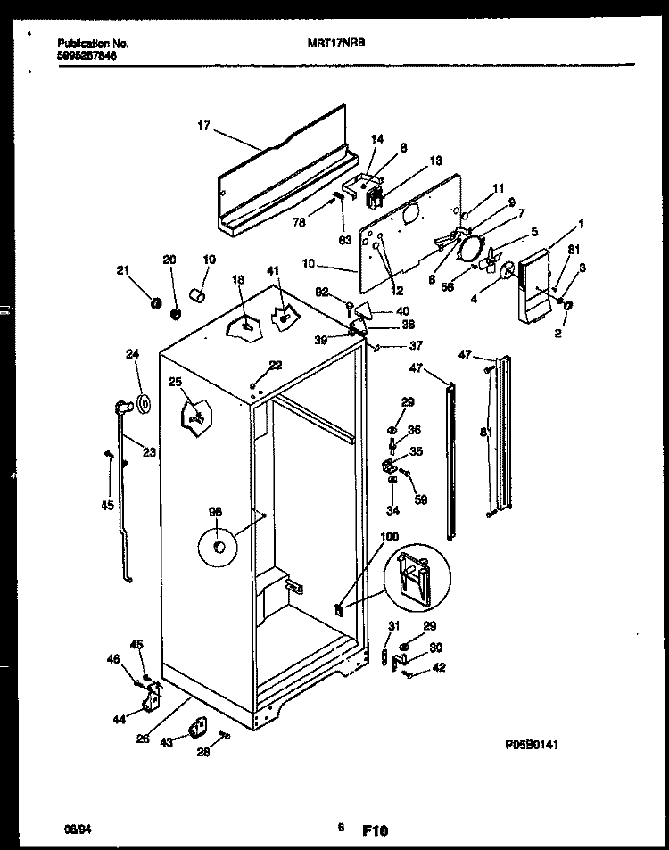 CABINET PARTS Diagram and Parts List for MRT17NRBY0  Frigidaire Refrigerator
