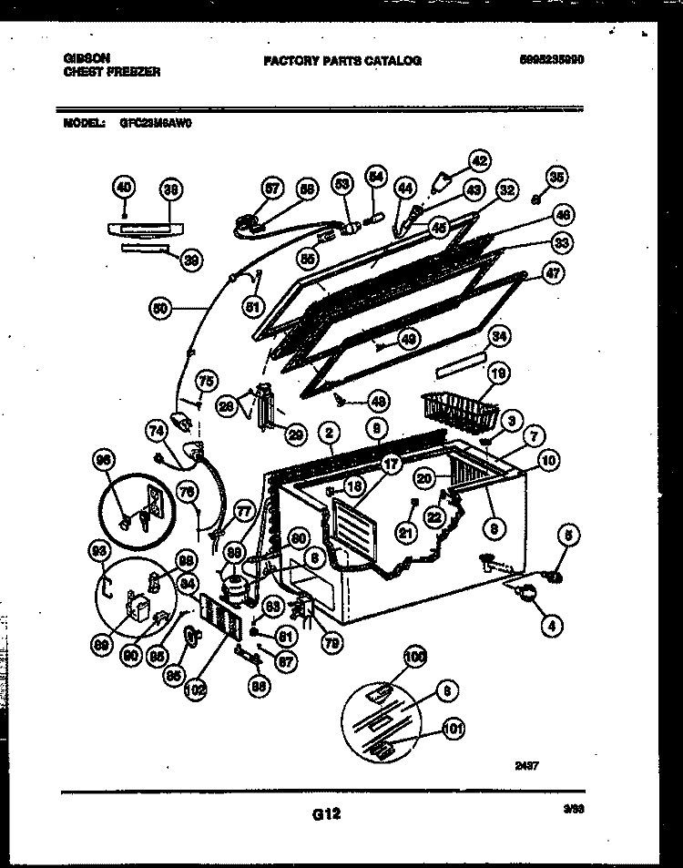 CHEST FREEZER PARTS Diagram and Parts List for GFC23M6AW0  Gibson Freezer