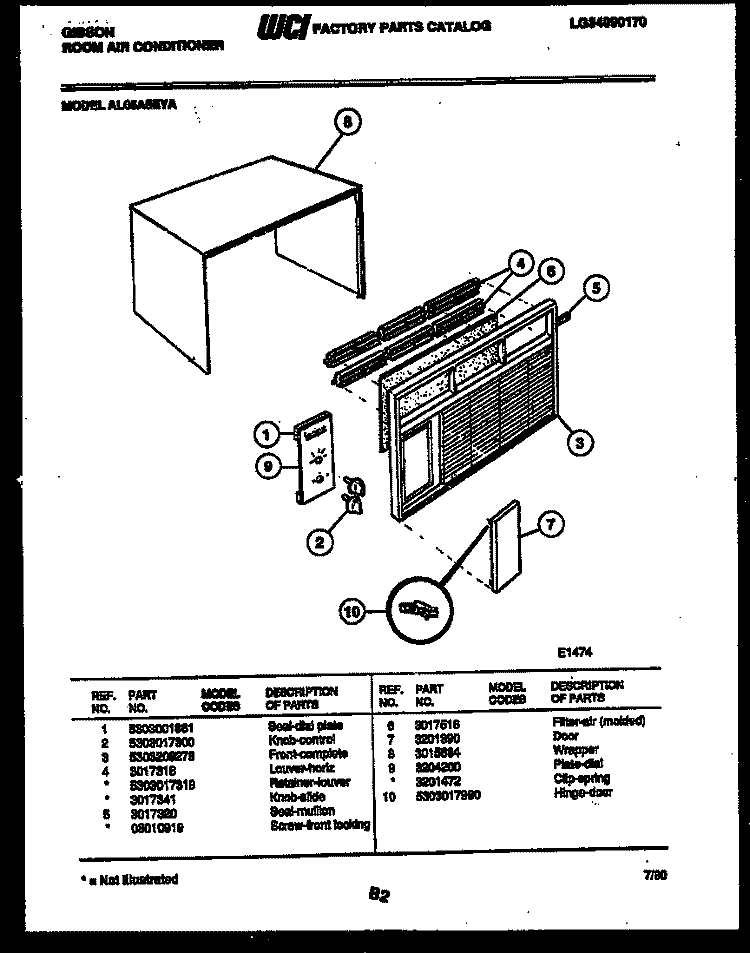 CABINET PARTS Diagram and Parts List for AL05A5EYA  Gibson Air Conditioner