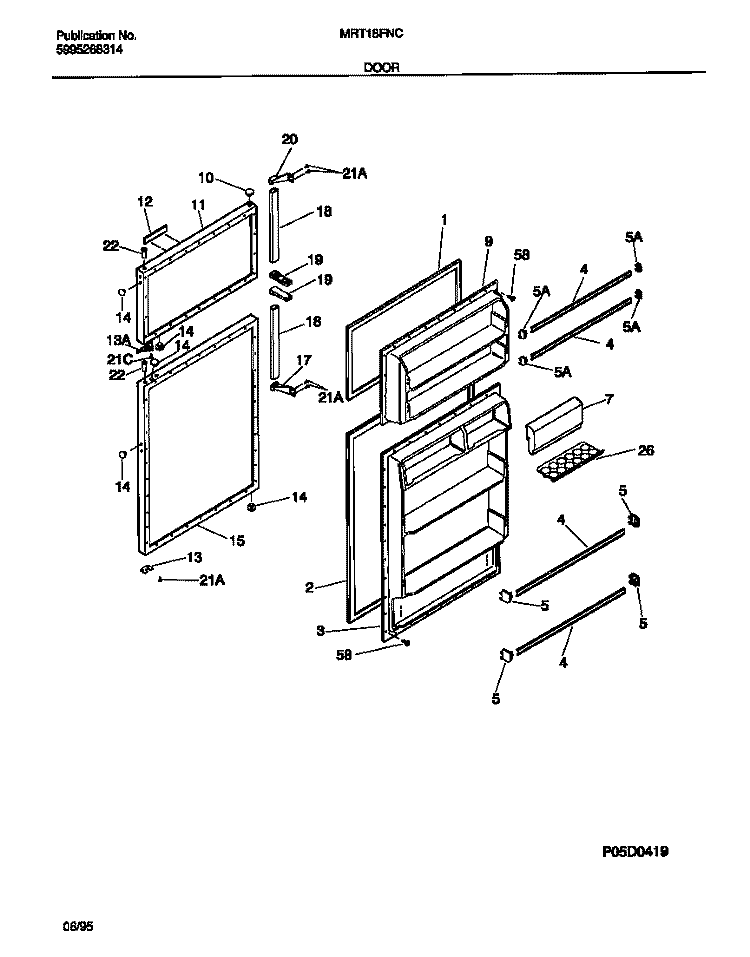 DOOR Diagram and Parts List for MRT18FNCD0  Uni Refrigerator