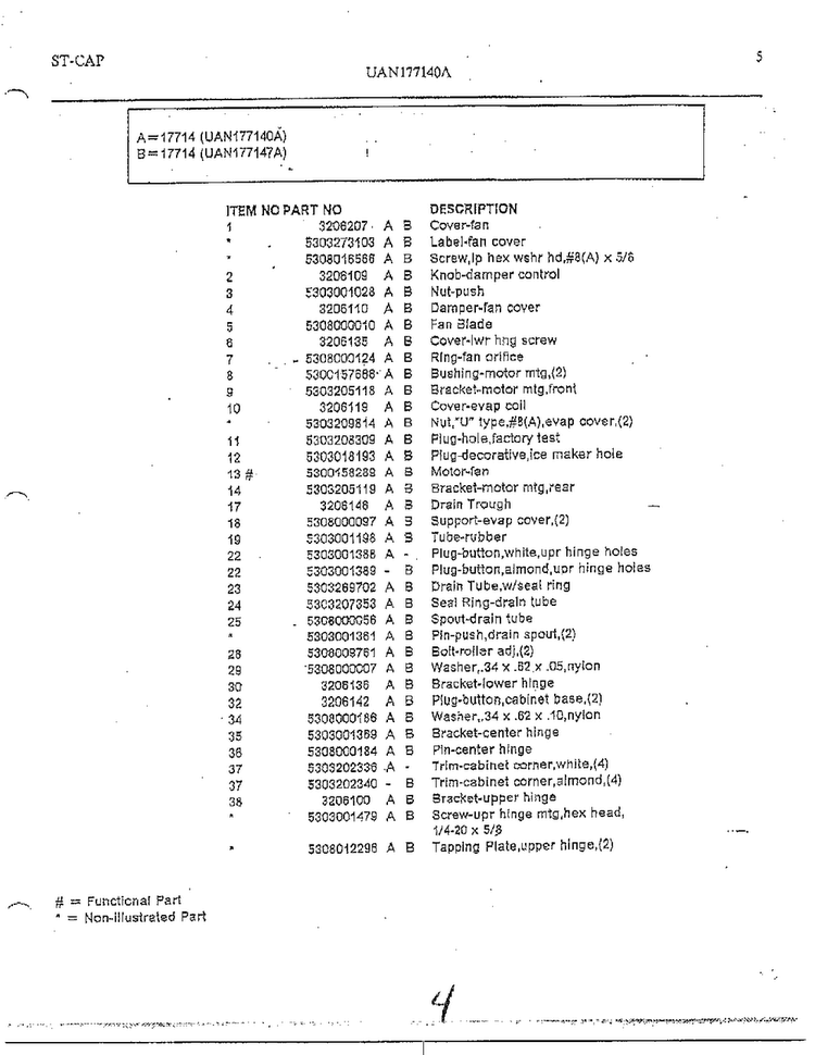 Refrigerator Page 4 Diagram and Parts List for 17714-0A  Frigidaire Refrigerator