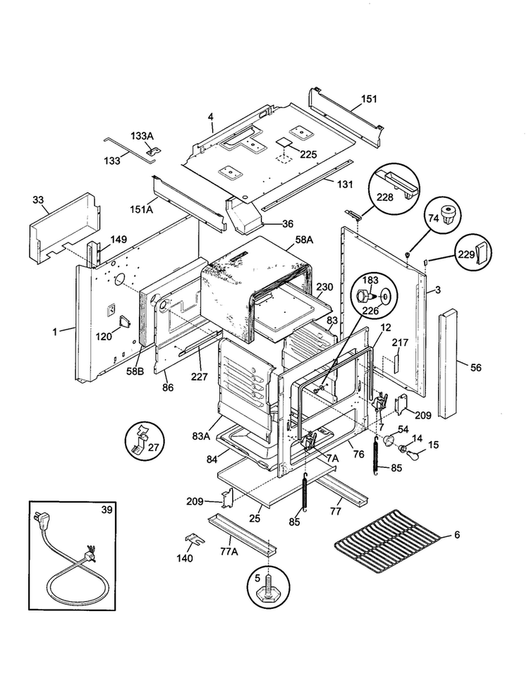 Body Diagram and Parts List for TGF645WFD2  Tappan Range