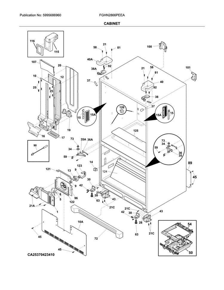 Cabinet Diagram and Parts List for FGHN2866PEEA  Frigidaire Refrigerator